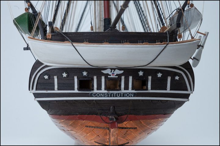 The stern of the model with the name CONSTITUTION