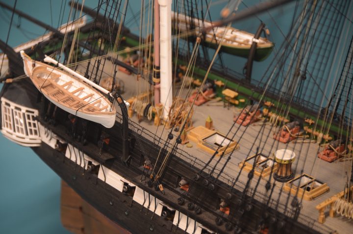 The stern quarter, with boats on their davits