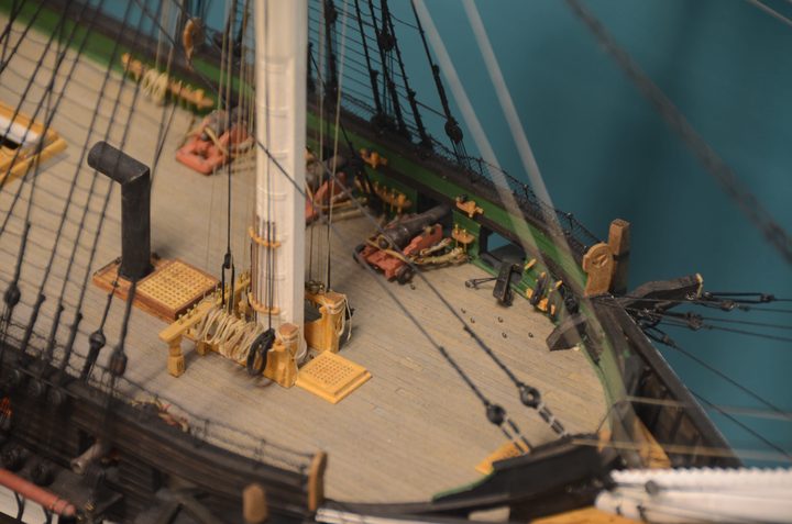 The forecastle, with the foremast and the galley stovepipe