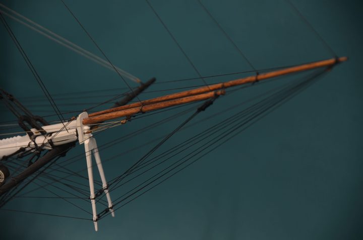 The jib boom and dolphin striker
